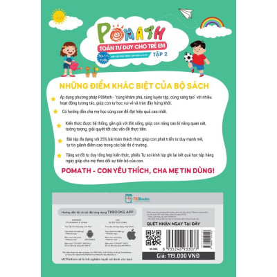 Bộ Pomath - Toán Tư Duy Cho Trẻ Em 10 - 11 Tuổi (Tập 1 + 2) (Bộ 2 Tập)