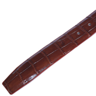 HJ4757-58-59-60 - Thắt lưng nam da cá sấu Huy Hoàng nguyên con bụng 4P đầu kim màu đen, nâu đất, nâu đỏ, vàng bò
