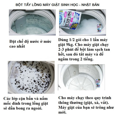 Bột tẩy lồng máy giặt sinh học, không chứa Clo 750g - nội địa Nhật Bản