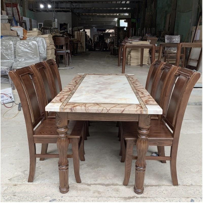 bàn ghế ăn  chân đục - đá nhập khẩu dành cho phòng bếp gia đình