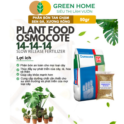 Phân Tan Chậm Greenhome, Osmocote, Bao 50gr, Chuyên Sen Đá, Xương Rồng, Bonsai, GIúp Sen Cứng