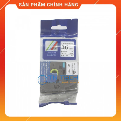 Nhãn In HZE-S261 - Đen nền trắng 36mm x 8m - Dùng cho máy in BROTHER - AIMO - PUTY [Hàng nhập khẩu]