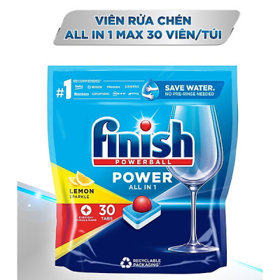 Viên rửa chén bát Finish All in one max 24 viên túi nhỏ ít viên 10 chức năng