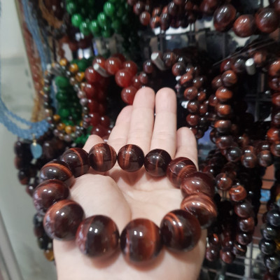Vòng tay phong thủy may mắn Nam  Mệnh Hỏa mệnh Thổ size 16ly hay 16mm mới bóng đẹp đúng cung sanh may mắn tài lộc ạ Chất liệu đá  thạch anh mắt hổ Đỏ Nâu thiên nhiên Natural Tiger