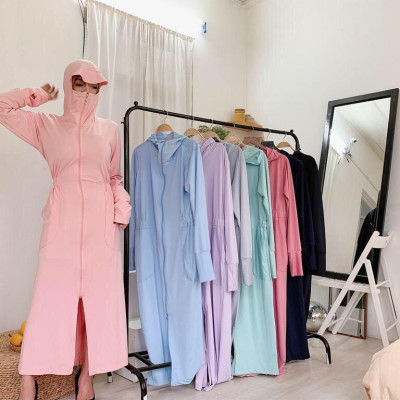 Áo chống nắng thông hơi chất kim cương,  áo chống nắng toàn thân thun lạnh - Xanh nhạt