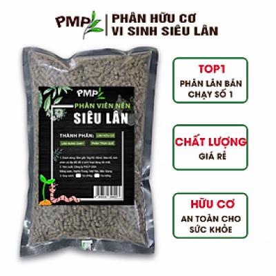 Phân tan chậm vi sinh siêu lân PMP bón cho hoa, cây cảnh, rau sạch dạng viên nén 1kg
