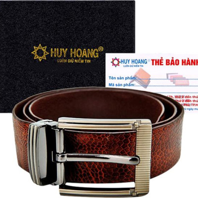 Thắt Lưng Nam Da Đà Điểu Bản Lớn Trơn Đầu Kim Huy Hoàng HT4431 - Nâu Đỏ