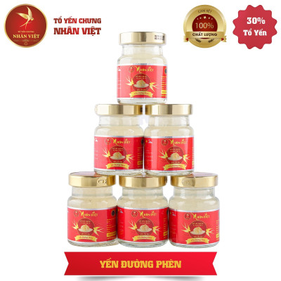 [Hộp 6 Lọ] Nước Yến Sào Chưng Đường Phèn Nhân Việt 30% Yến Hũ 70ml