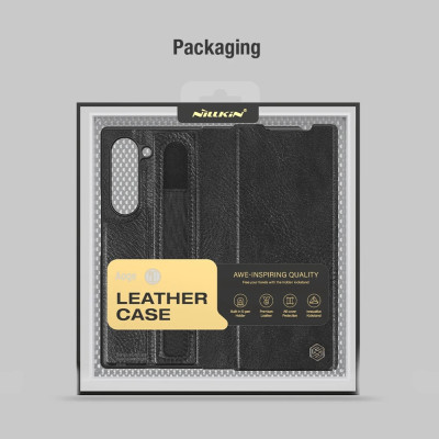 Case bao da chống sốc cho Samsung Galaxy Z Fold 6 trang bị ngăn đựng S-Pen, khe nhét thẻ card hiệu Nillkin Aoge Leather Cover Case (bảo vệ máy cực tốt, chất liệu da thật cao cấp, thiết kế thời trang cá tính) - hàng nhập khẩu