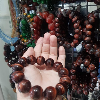 Vòng tay phong thủy may mắn Nam  Mệnh Hỏa mệnh Thổ size 16ly hay 16mm mới bóng đẹp đúng cung sanh may mắn tài lộc ạ Chất liệu đá  thạch anh mắt hổ Đỏ Nâu thiên nhiên Natural Tiger