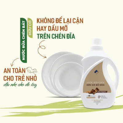 Nước Rửa Chén Hữu Cơ Bồ Hòn Và Tinh Dầu Chanh Gừng 500ml Bảo Vệ Da Tay, An Toàn Cho Bé