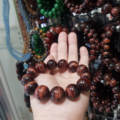Vòng tay phong thủy may mắn Nam  Mệnh Hỏa mệnh Thổ size 16ly hay 16mm mới bóng đẹp đúng cung sanh may mắn tài lộc ạ Chất liệu đá  thạch anh mắt hổ Đỏ Nâu thiên nhiên Natural Tiger