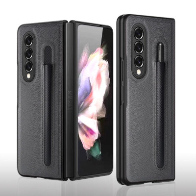 Ốp Lưng Cho Galaxy Z FOLD 6 / Z FOLD 5 / Z FOLD 4 Chống Sốc Bằng Da Có Ngăn Đựng Bút ( KHÔNG BAO GỒM BÚT )
