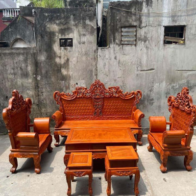 bộ bàn ghế lois hoàng gia gỗ gõ đỏ