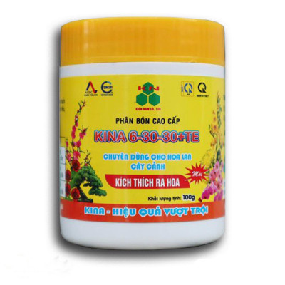 Phân bón lá KINA 6-30-30+TE chuyên dùng cho hoa Lan và cây kiểng giúp kích thích ra - hoa to - ra hoa đồng loạt hoa Hũ 500g