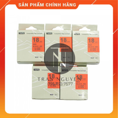 Nhãn in Tepra SC18RW (LC-5RBP) - Chữ đen nền đỏ 18mm x 8m - Hàng nhập khẩu