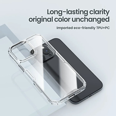 Ốp lưng dành cho iPhone 16 Pro Max, iPhone 16 Pro, iPhone 16 Plus, iPhone 16 hiệu NILLKIN Nature TPU Pro trong suốt chống sốc cao cấp - Hàng chính hãng.