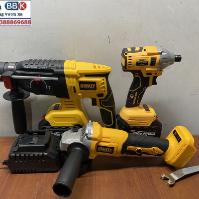 Bộ Combo 3 Máy Gồm Máy Khoan Đục Bê Tông, Máy Mài Và Máy Chuyên Vít Dùng Pin 199V 15 Cell, Máy Khoan Đục Bê Tông, Máy Cắt Cầm Tay - Bảo Hành 1 Năm