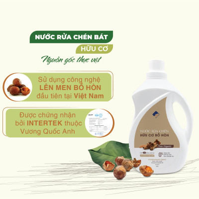 Nước Rửa Chén Hữu Cơ Bồ Hòn Và Tinh Dầu Chanh Gừng 500ml Bảo Vệ Da Tay, An Toàn Cho Bé