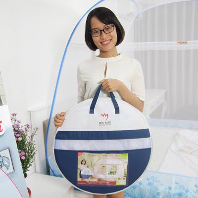 Màn Chụp , Mùng Chụp Cao Cấp Mộc Miên Đỉnh Rộng - Kích Thước 1,6mx2m Trắng Viền Hồng ( Hà Nội )