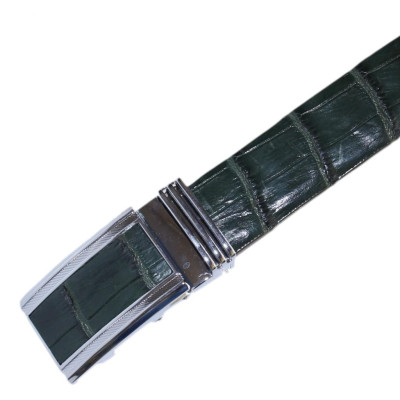 HC4827 - Dây nịt nam da cá sấu Huy Hoàng nguyên con bụng 4P màu xanh rêu