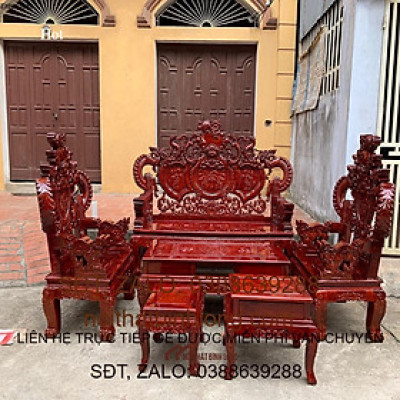Bộ Bàn Ghế Nghê Đỉnh Rồng Phương Gỗ Xà Cừ