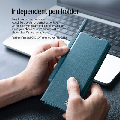 bao da chống sốc cho Samsung Galaxy Z Fold 6 trang bị nắp bảo vệ Camera và ngăn đựng S-Pen hiệu Nillkin Qin Pro (chất liệu da cao cấp, thiết kế thời trang cá tính) - Hàng nhập khẩu