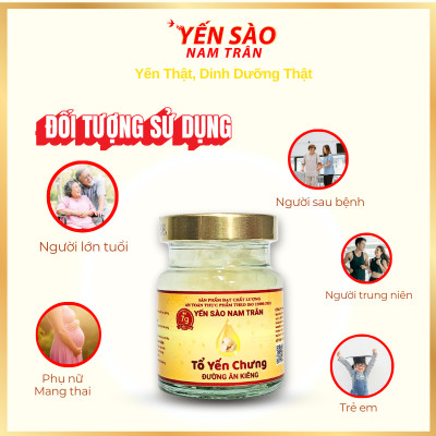 [Set 10 lọ Không hộp] Yến chưng Đường Ăn Kiêng 7 gram Tổ Yến Tươi- Yến Sào Nam Trân. Lọ 70 ml