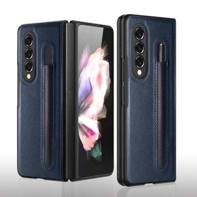 Ốp Lưng Cho Galaxy Z FOLD 6 / Z FOLD 5 / Z FOLD 4 Chống Sốc Bằng Da Có Ngăn Đựng Bút ( KHÔNG BAO GỒM BÚT )