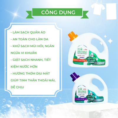 Nước Giặt Xả Quần Áo Công Nghệ Sinh Học ECOHOME Kim Ngân Store Hương Đam Mê và Thiên Nhiên Làm Sạch Quần Áo, An Toàn Cho Làn Da Bé