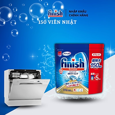 Combo Viên rửa bát Finish Nhật 150 viên + Muối Finish 1,2kg + Nước làm bóng Finish 400ml