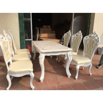 Bàn ăn Tân Cổ Điển khung nhựa NK