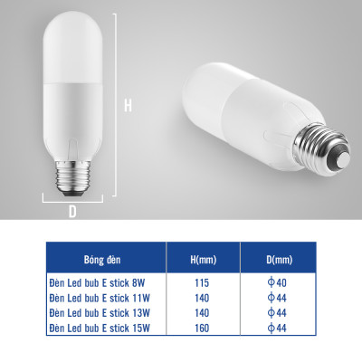 Đèn LED bulb OPPLE E stick - Hiệu suất ánh sáng cao, màu ánh sáng 3000K/4000K/6500K