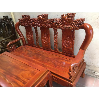 Bộ Bàn Ghế Tam Sư Nghê Ba Đầu Gỗ Xà Cừ