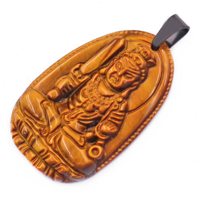 [Tuổi Dậu] Mặt Dây Chuyền Phật Bất Động Minh Vương Đá Mắt Hổ Size Nhỏ 3.6cm & Size Lớn 5cm- Tặng Kèm Móc Inox - Phong Thủy 868 - May Mắn - Bình An