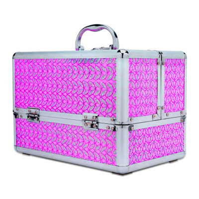 Hộp đựng mỹ phẩm đồ trang điểm cỡ lớn màu tím kích thước 30x19x20cm Hando
