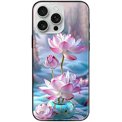 Ốp lưng cho IPhone 15 - 15 Plus - 15 Pro - 15 Pro Max - 16 - 16 Plus - 16 Pro - 16 Pro Max - Sen Hồng Bình Xanh - Hàng Chính Hãng