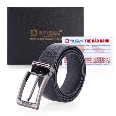HP4413-14-15-16 - Thắt lưng nam da đà điểu Huy Hoàng trơn đầu kim 3,5P màu đen, nâu đất, nâu đỏ, vàng
