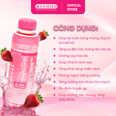 MUA 2 LỐC CAM TẶNG 1 LỐC DÂU THANH MÁT Kamizu Nước uống bổ sung Collagen Vitamin C & E hương cam