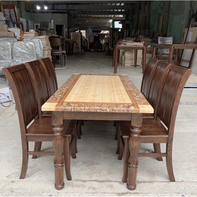 bàn ghế ăn  chân đục - đá nhập khẩu dành cho phòng bếp gia đình