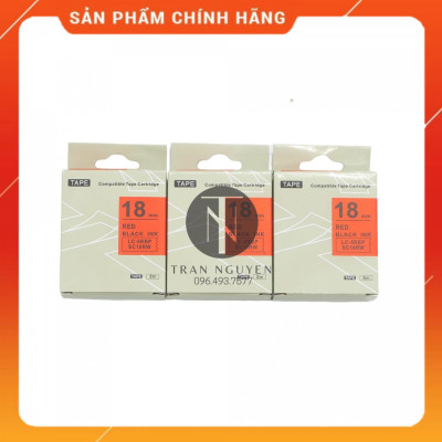 Nhãn in Tepra SC18RW (LC-5RBP) - Chữ đen nền đỏ 18mm x 8m - Hàng nhập khẩu