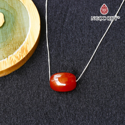Dây chuyền bạc lu thống mã não đỏ 17x13mm mệnh hỏa, thổ - Ngọc Quý Gemstones