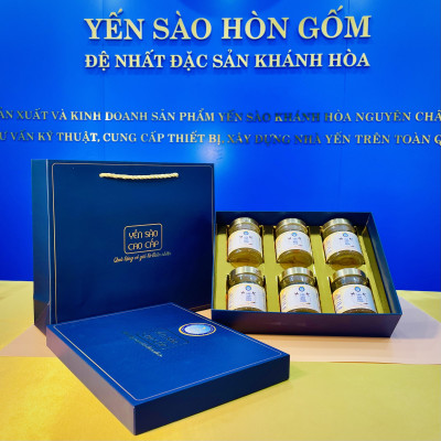 [Hộp QT 6 Hũ] Tổ Yến Chưng Đông Trùng Hạ Thảo - Yến Sào Hòn Gốm Chính Hiệu Khánh Hoà - HGK NEST