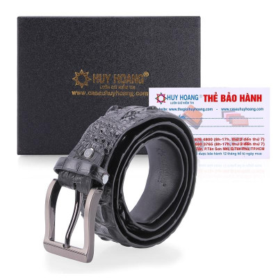 HP4236-4266-4273-4770 - Thắt lưng nam da cá sấu Huy Hoàng nguyên con 4P bát gài đầu kim màu vàng, nâu đất, đen, nâu đỏ