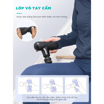 Máy massage Mini Cao Cấp KingTech A1 - Máy Mát Xa Cầm Tay Dùng Động Cơ Không Chổi Than - Hỗ Trợ Mát Xa Chuyên Sâu, Thư Giãn, Giảm Đau, Phục Hồi Cơ Bắp - Quà Tặng Nam Nữ, Sếp, Doanh Nghiệp