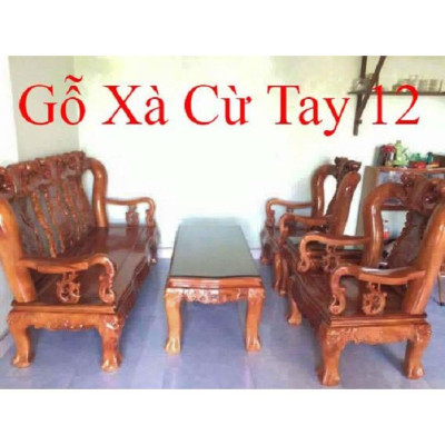 Bộ bàn ghế giả cổ minh quốc đào gỗ xà cừ tay 12