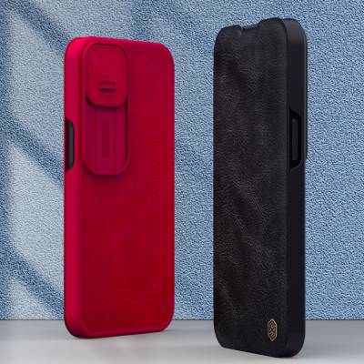 Bao da dành cho iPhone 13/ 13 Pro/ 13 Pro Max hàng chính hãng Nillkin QIN có nắp trượt bảo vệ camera - Hàng nhập khẩu