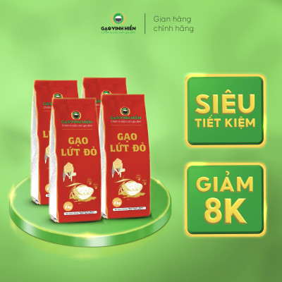 [TIẾT KIỆM] Combo 4 túi Gạo Lứt Đỏ Vinh Hiển - Tiết kiệm, dẻo mềm, dễ ăn