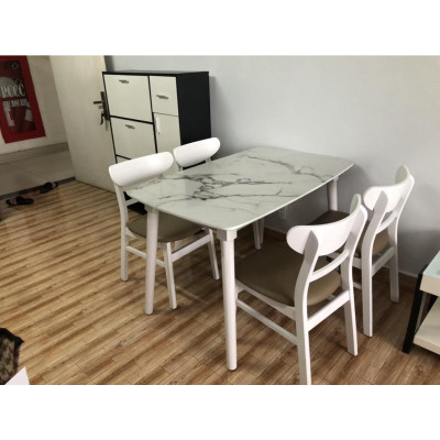 Bộ bàn ăn cho chung cư gia đình sang trọng mặt bàn giả đá cao cấp giá rẻ