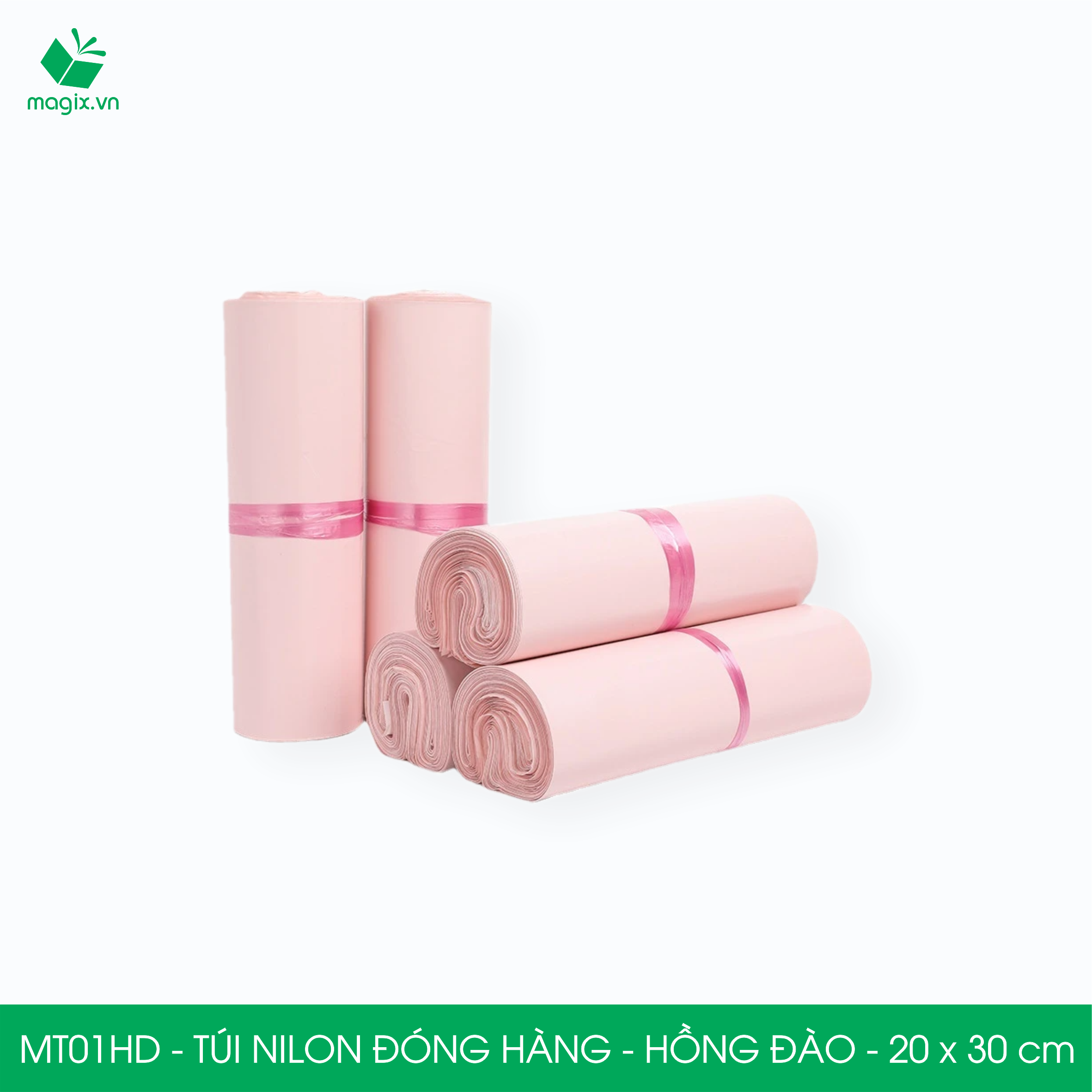 MT21HD - 32x45 cm - Túi nilon gói hàng - 100 túi niêm phong đóng hàng màu hồng đào